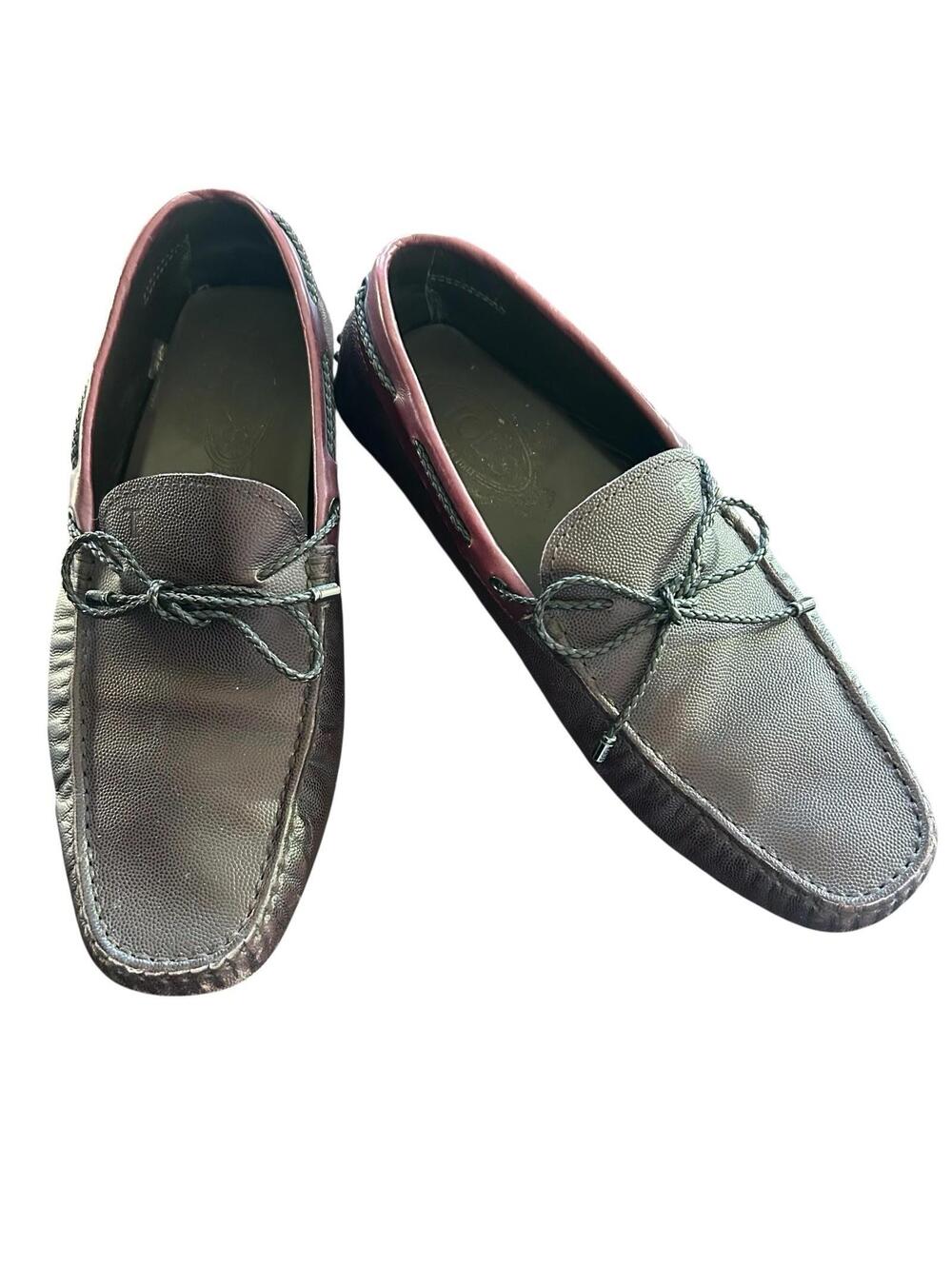 Tod’s Gommino Pebbled Leather Driving Loafers Brown Burgundy Men’s 8 Italy